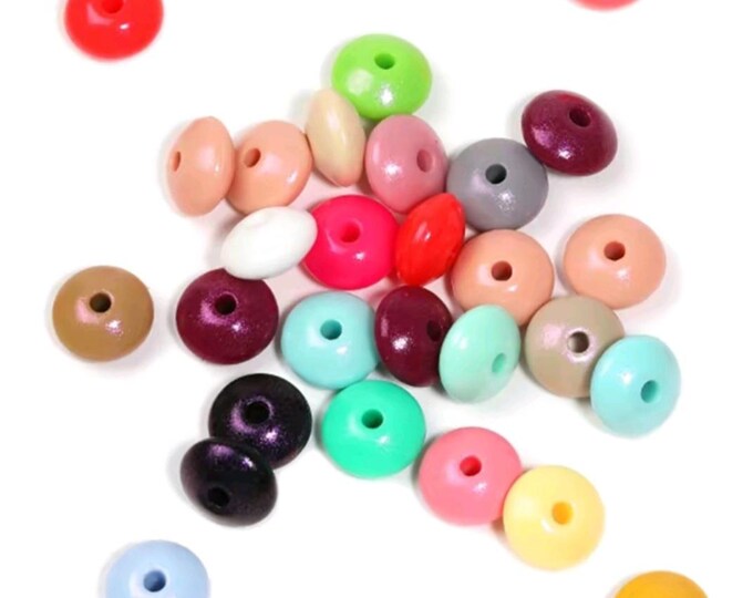 12mm Silicone Opal Lentil Spacer Bead. Mixed Color 25 Count Bead Bag