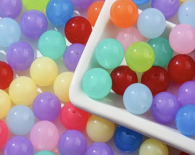 16mm Acrylic Mix Chunky choose from: Bubblegum, Glitter, Frosted, or Crackle Beads-30 Count Bag