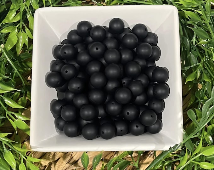 Black Silicone 15mm Beads for Crafting, Jewelry beadable pens, wristlets, car charms, and more. Comes in various quantities.