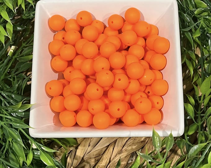 Orange Silicone 15mm Beads for Crafting, Jewelry beadable pens, wristlets, car charms, and more. Comes in various quantities.