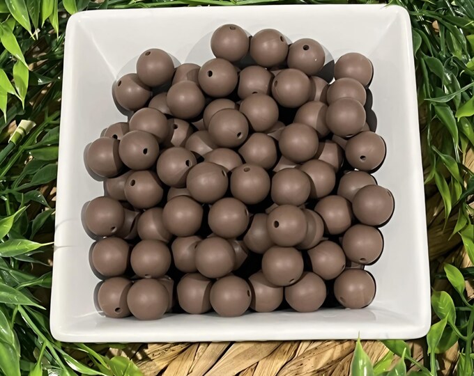Coffee Brown Silicone 15mm Beads for Crafting, Jewelry beadable pens, wristlets, car charms, and more. Comes in various quantities.