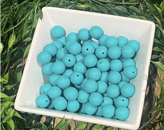 Turquoise Silicone 15mm Beads for Crafting, Jewelry beadable pens, wristlets, car charms, and more. Comes in various quantities.