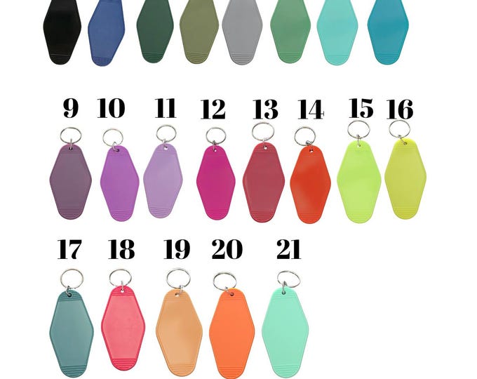 Plastic Hotel Blank Keychain Multiple Color Options