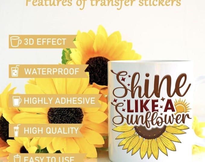 UV DTF Transfer Decal Sunflower and Leopard Bundles.  10 Decals for 6 Dollars