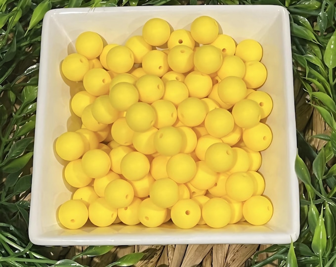 Yellow Silicone 15mm Beads for Crafting, Jewelry beadable pens, wristlets, car charms, and more. Comes in various quantities.