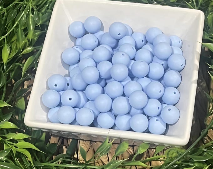 Pastel Blue Silicone 15mm Beads for Crafting, Jewelry beadable pens, wristlets, car charms, and more. Comes in various quantities.