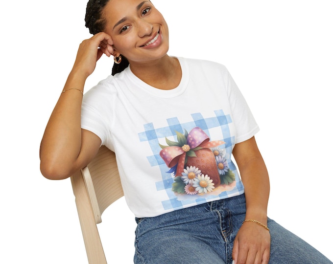 Checkerboard Strawberry Womens T-Shirt