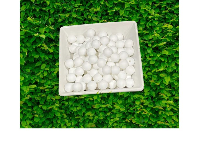 White Silicone 15mm Beads for Crafting and Jewelry. Available in various quantities.