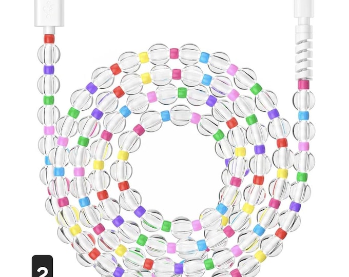 Beaded Charging Cords - fit for all devices. Fast chargers, 2-in-1 chargers, usb A to usb C/iPhone, usb C to iphone and usb C to usb C.