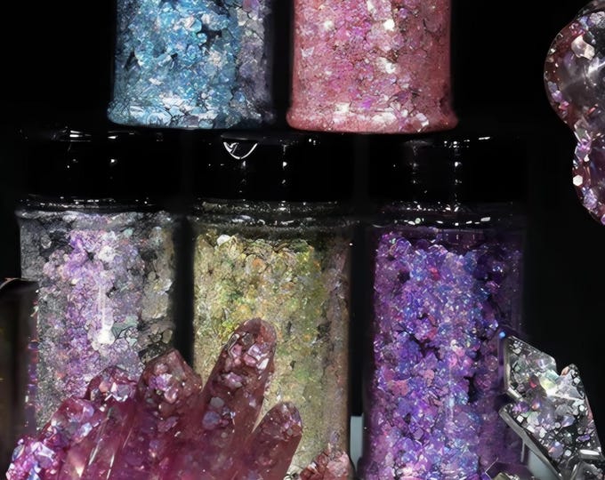 Holographic Chunky Glitter. Fine Powder Mixed With Hexagon Chunky Glitter. 0.5oz or 1.0oz