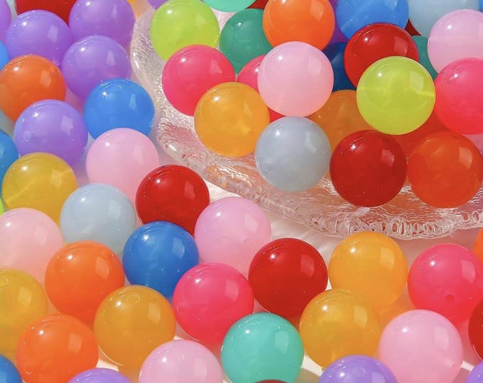 20mm Acrylic Mix Chunky Bubblegum, Crackle, Solid Color, White & Color, Striped, and more Beads-30 Count Bag