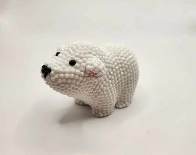 Handmade rhinestoned polar bear figurine.  Gifts and Decor.  Baby Shower, Nursery, Birthday, Collectable.