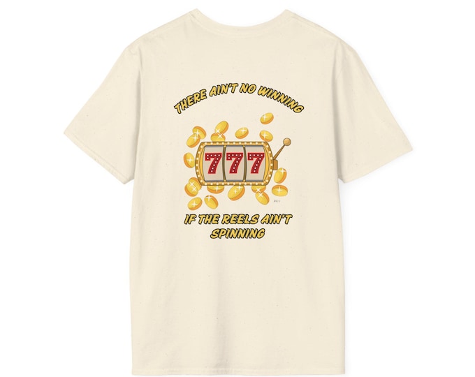 Lucky 7s Unisex Softstyle T-Shirt, Slot Machine Spin to Win Tee, Gambling Lover Gift, Casino Shirt, Vegas Vacation Top