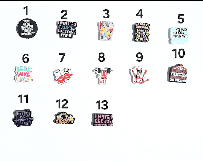 Words of Sarcasm and Inspiration, Funny Silicone Focal Beads for Beadable Items