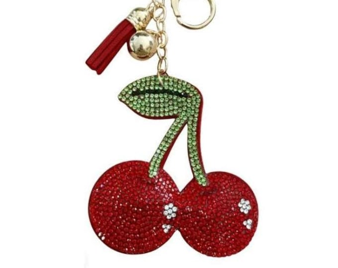 Keychain Bag Charm - Sparkling Design with Tassel Accent and large lobster clasp. great for blinging out a bag, backpack, sportsbag