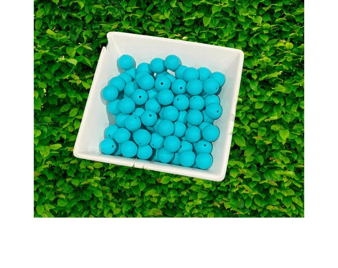 Turquoise Silicone 15mm Beads for Crafting and Jewelry. Comes in various quantities.