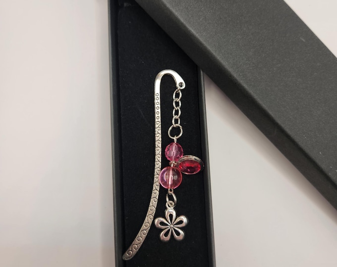 Handmade Pink Gem Star charm Hanging Bookmark
