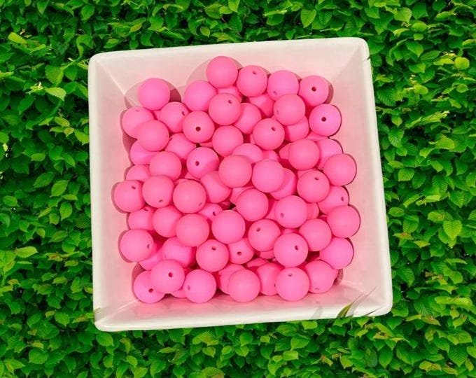 Pink Silicone 15mm Beads for Crafting and Jewelry. Comes in various quantities.
