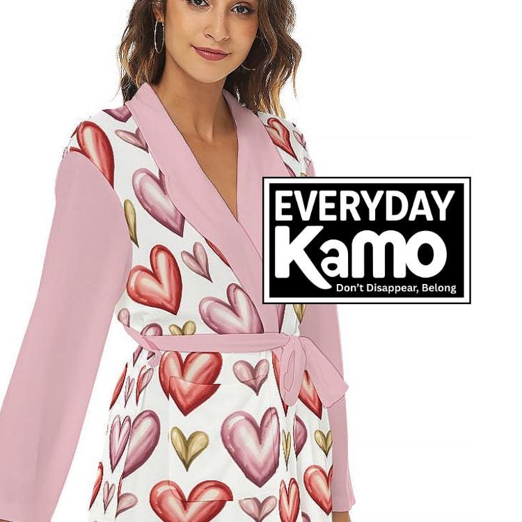pink heart dressing gown OHS Teddy Marl Heart Print Dressing Gown