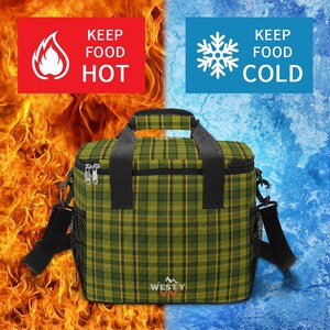 Green Plaid 30-Can Insulated Cooler Bag with Strap image 5