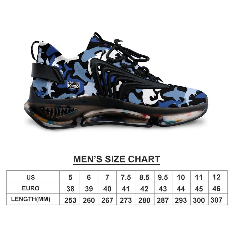 Everyday Kamo Deep Blue Shark Kamo Performance Sneakers | Men's Stylish Athletic Shoes | Comfort Fit Flying-Weave Design image 3