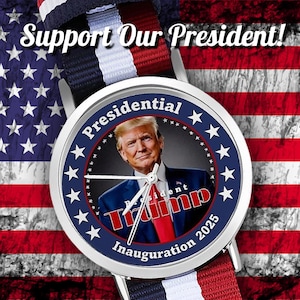 Polshorloge Trump 2025 – patriottische rood-wit-blauwe geweven band, MAGA-horloge voor supporters, perfect cadeau!