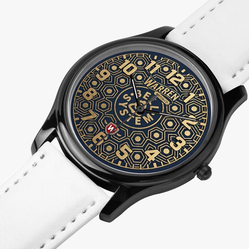Bell System Manhole Cover Watch - Black Stainless Steel with Leather Bands image 11