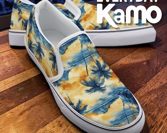 Tropical Sunset Slip-On Canvas Shoes - Women's All-Season Comfort