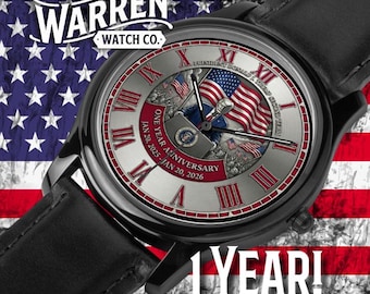 President Trump 2025-2026 jubileumhorloge | Uniseks quartzhorloge met band van echt leer