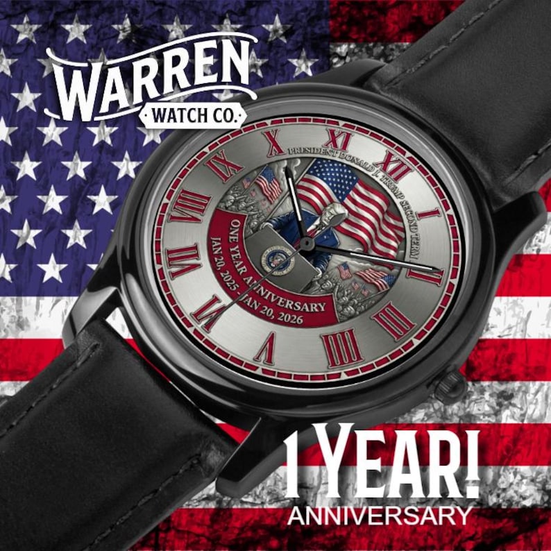 President Trump 2025-2026 Anniversary Watch | Unisex Quartz Watch with Genuine Leather Band image 1