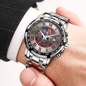 Zegarek z okazji rocznicy prezydentury Donalda Trumpa: chronograf z okazji drugiej rocznicy kadencji Donalda Trumpa z motywem flagi USA zdjęcie 4