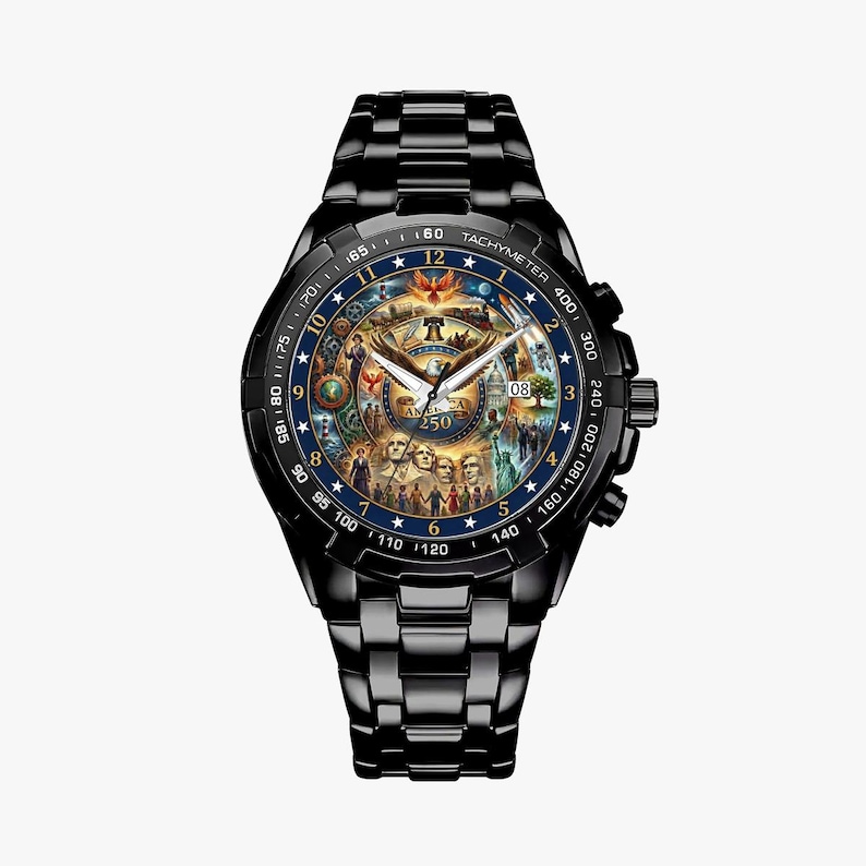 Zegarek z chronografem z okazji 250. rocznicy powstania Ameryki – patriotyczny metalowy zegarek Black