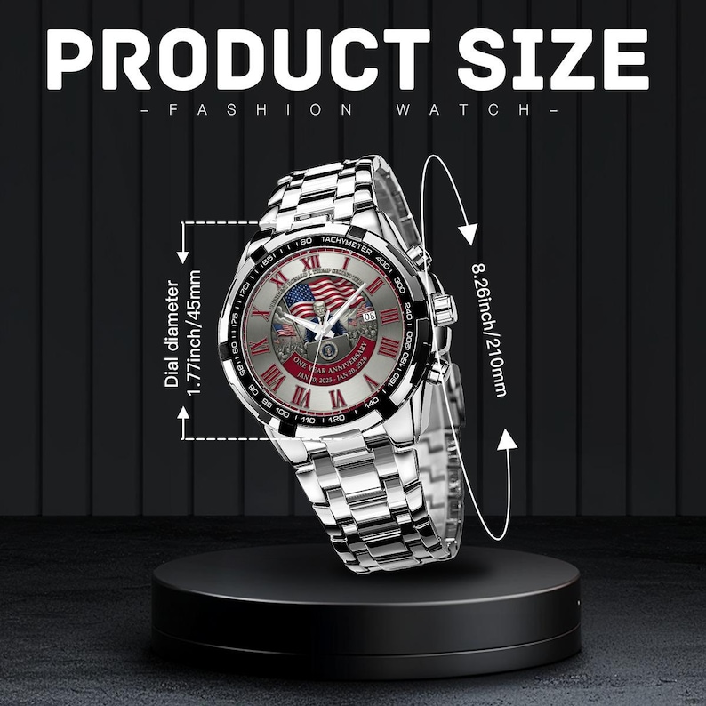 Zegarek z okazji rocznicy prezydentury Donalda Trumpa: chronograf z okazji drugiej rocznicy kadencji Donalda Trumpa z motywem flagi USA zdjęcie 8