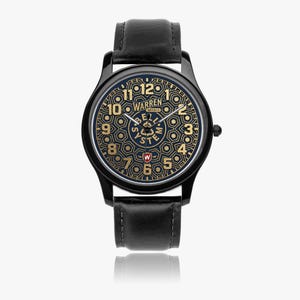 Bell System Manhole Cover Watch - Black Stainless Steel with Leather Bands image 9