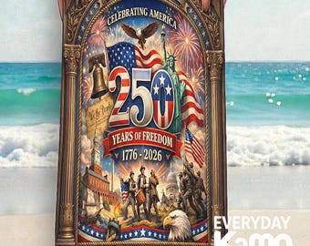 250 Years of Freedom "Celebrating America" Custom Microfiber Beach Towel