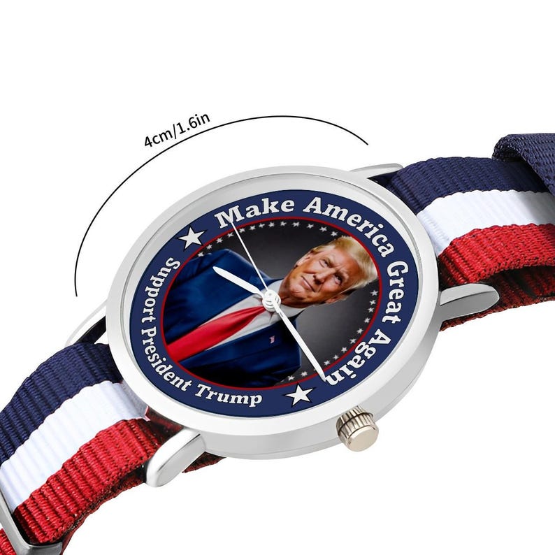 Reloj de pulsera MAGA Trump / Correa patriótica roja, blanca y azul imagen 8