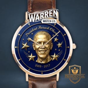 President Obamas 44:e president i USA:s minnesklocka | Unisex läderarmband | Japanskt urverk