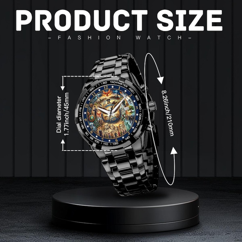 Zegarek z chronografem z okazji 250. rocznicy powstania Ameryki – patriotyczny metalowy zegarek zdjęcie 8