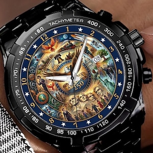 Zegarek z chronografem z okazji 250. rocznicy powstania Ameryki – patriotyczny metalowy zegarek zdjęcie 1