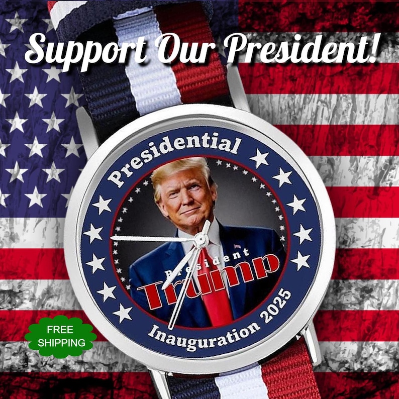Reloj de la Inauguración de Trump en 2025: Correa trenzada patriótica en rojo, blanco y azul imagen 1