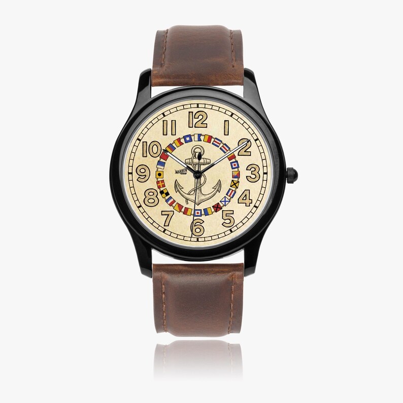 Orologio con ancora nautica / Movimento giapponese / Cassa in acciaio inossidabile impermeabile immagine 3