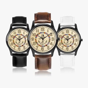 Orologio con ancora nautica / Movimento giapponese / Cassa in acciaio inossidabile impermeabile immagine 4