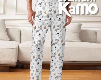 Pantalones de descanso para amantes de los perros / Pijama cómodo 100% algodón / Pijama con estampado de patitas y lindos estampados de perros