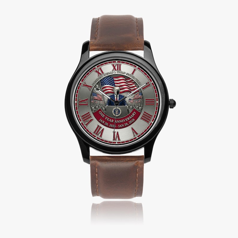 President Trump 2025-2026 Anniversary Watch | Unisex Quartz Watch with Genuine Leather Band image 5