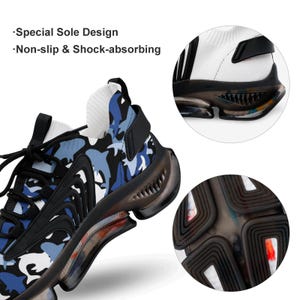 Everyday Kamo Deep Blue Shark Kamo Performance Sneakers | Men's Stylish Athletic Shoes | Comfort Fit Flying-Weave Design image 9