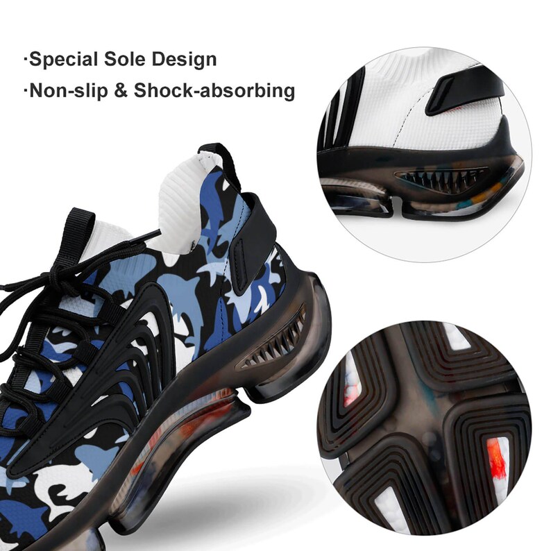 Everyday Kamo Deep Blue Shark Kamo Performance Sneakers | Men's Stylish Athletic Shoes | Comfort Fit Flying-Weave Design image 9
