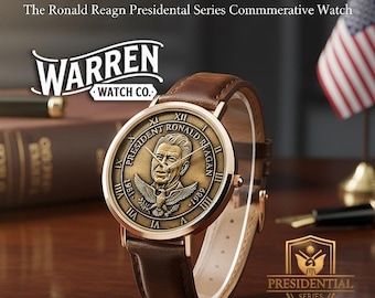 Orologio commemorativo unisex del presidente Ronald Reagan 1981-1989 / Quarzo ultrasottile con cinturino in pelle