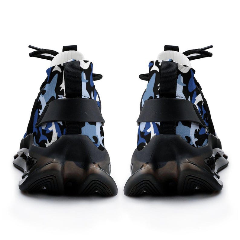 Everyday Kamo Deep Blue Shark Kamo Performance Sneakers | Men's Stylish Athletic Shoes | Comfort Fit Flying-Weave Design image 8