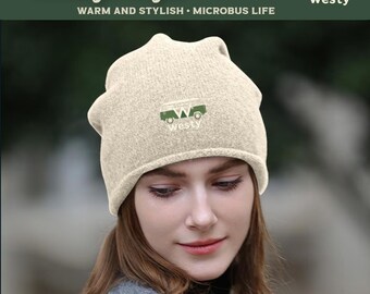 Westy Knit Beanie Hat - style vintage Camper Van Road Trip