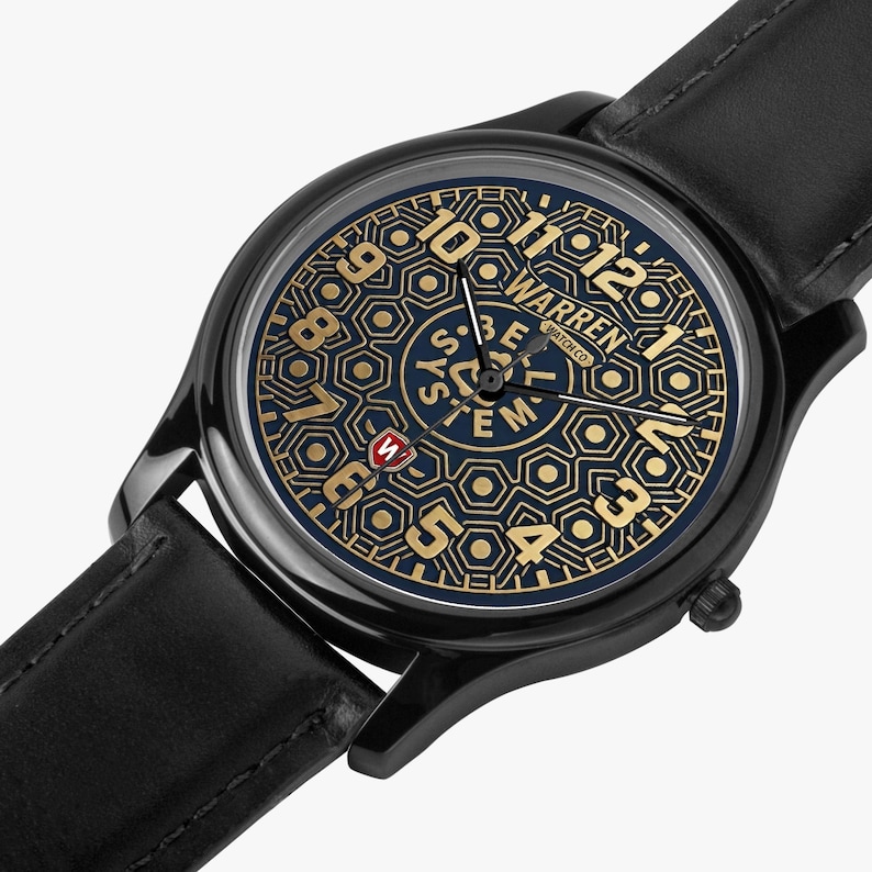 Bell System Manhole Cover Watch - Black Stainless Steel with Leather Bands image 10